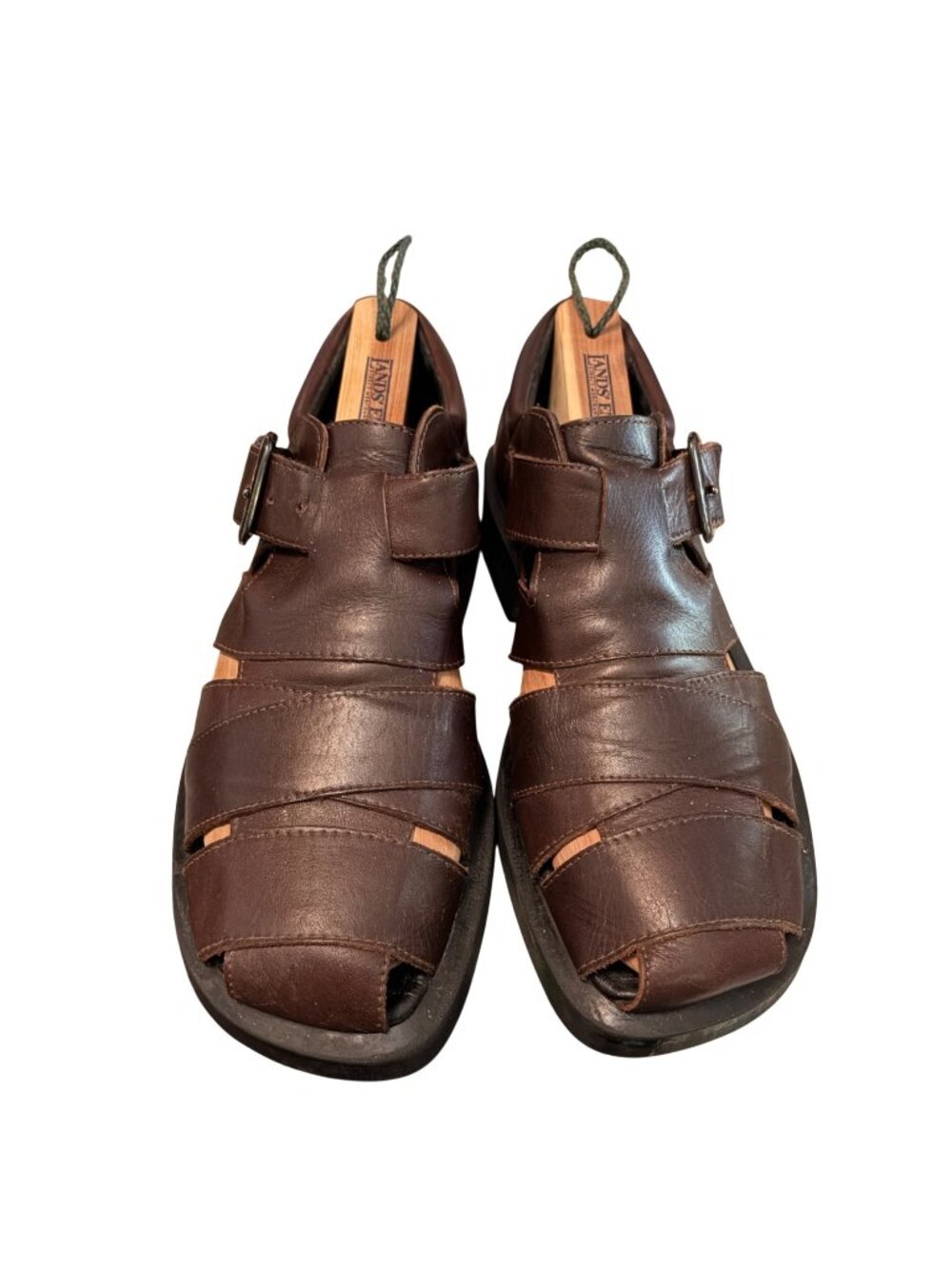 Bacharach Mens Leather‎ Fisherman Sandals Shoes Brown 8.5 Made in Italy